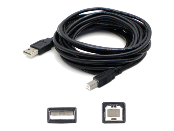 AddOn 15ft USB A 2.0 Male to USB B 2.0 Male Black Cable
